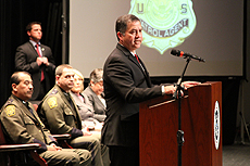 Acting CBP Commissioner David V. Aguilar address the 42 graduates of Border Patrol Academy session 1,000.