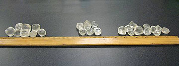 On April 11, 2009, CBP officers at New York's JFK Airport seized these 28 rough cut diamonds (total of 1,200 carats) from a passenger arriving from Sierra Leone. 