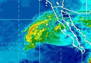 Photo: Tropical Storm Paul is skirting the southwest coast of Baja California Sur, centered this morning about 120 miles west-northwest of Loreto, Mexico. It's forecast to move northwest along the west coast of the Baja California Peninsula today.  Maximum sustained winds are 45 mph. Paul should weaken to a depression later today and a remnant low tonight.
Get the latest on Paul, including warnings and graphics, on the NOAA NHC website at www.hurricanes .gov