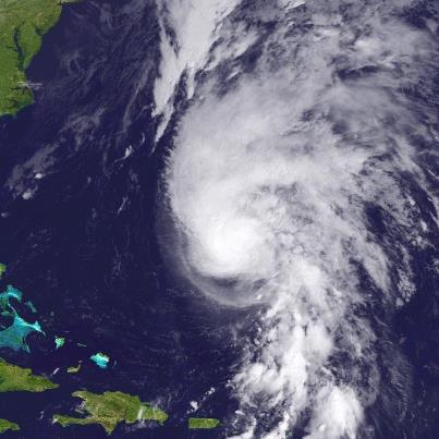 Photo: The outer rainbands of Hurricane Rafael are appoaching Bermuda at midday. The center is located about 255 miles south of Bermuda, moving toward the north-northeast at 24 mph. A turn toward the northeast at an even faster forward speed should occur by tomorrow. That will take the center of the hurricane east of Bermuda late this afternoon and evening.
A Tropical Storm Warning continues for Bermuda.  Tropical storm conditions are epxected to begin there by this afternoon or evening. Sustained hurricane-force winds are not expected on the island.
Maximum sustained winds are 90 mph, a solid Category One hurricane on the Saffir-Simpson Hurricane Wind Scale. Some weakening is forecast during the next 48 hours.
Get the latest on this hurricane, including graphics, on the NOAA NHC website at www.hurricanes.gov