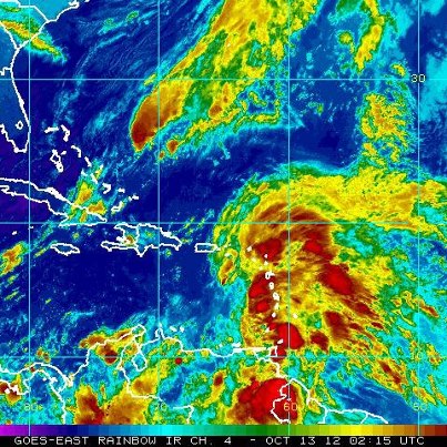 Photo: Tropical Storm Rafael is spreading heavy rain over the Lesser Antilles tonight. It's centered over the eastern Caribbean Sea about 140 miles west of Dominica, moving toward the northwest at 10 mph. On the forecast track, the center will move across the eastern Caribbean Sea overnight tonight and Saturday and be near or over the Virgin Islands Saturday Night. Tropical Storm Warnings continue for the British and U.S. Virgin Islands, as well as a number of islands in the Lesser Antilles. A Tropical Storm Watch includes Puerto Rico.
Tropical storm conditions are expected in the warning area overnight and Saturday, and possibly in the watch area Saturday Night and Sunday.
Maximum sustained winds are 40 mph. Some slow strengthening is possible Saturday through Sunday.
Get the latest on the storm, including watches, warnings, and graphics, on the NOAA NHC website at www.hurricanes.gov