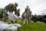 Guardsmen Fill Sandbags to Battle Flooding in Indiana