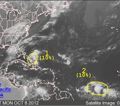 Photo: ...National Hurricane Center Monitoring Two Lows in the Atlantic...

The NHC is currently monitoring two disturbances in the Atlantic Ocean, though neither one is showing significant signs of organization.  

The first is showers and thunderstorms associated with a trough of low pressure over the Bahamas.  Upper level winds are forecast to be unfavorable for tropical development and the NHC only gives a 10% chance for a Tropical Cyclone to form.

The other disturbance is a tropical wave in the Central Atlantic.  This system is also disorganized and NHC give it a 10% chance of development as well but will be monitored as if moves westward.  Details...

http://go.usa.gov/YWmk