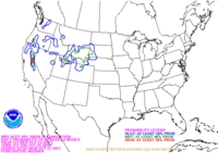 Probability of snowfall greater than or equal to 4 inches