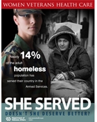 Thumbnail of homelessness awareness poster: She served. Doesn't she deserve better?