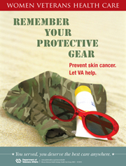 Thumbnail of skin cancer poster: Remember your protective gear. Prevent skin cancer.