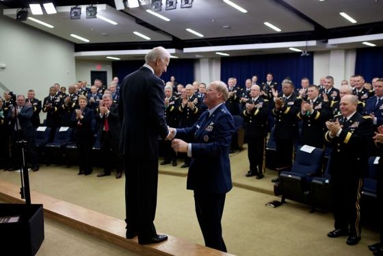 VP Biden shakes hands with General McKinley during National Guard Adjutants General Visit to the White House