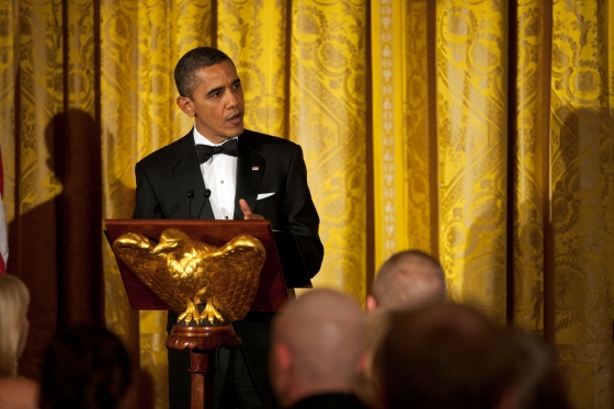 President Barack Obama delivers remarks at a dinner to honor Iraq War Veterans