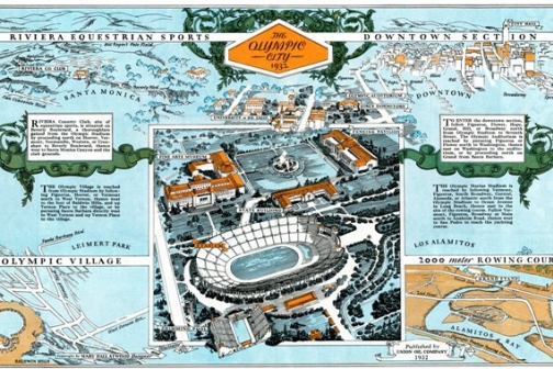 Section of the "1932 Olympic Map" from the X Summer Olympiad in Los Angeles