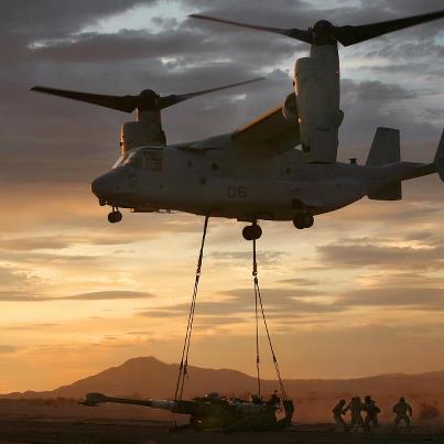 Photo: With the speed and range of a turboprop, the maneuverability of a helicopter and the ability to carry 24 Marine combat troops twice as fast and five times farther than previous helicopters, the Osprey enhances the advantages Marines have over their enemies.