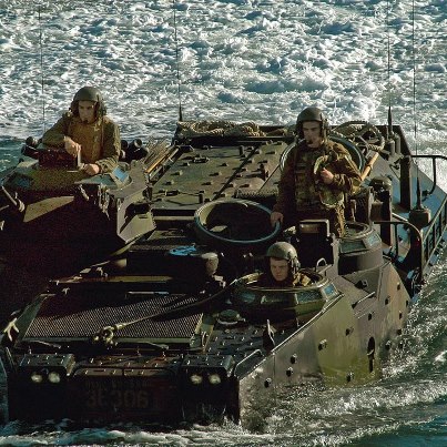 Photo: The AAV-7 can carry 21 combat-loaded Marines and 3 crew members. With the ability to fire on land and water, the AAV-7 is typically the first vehicle to land during beach raids and assaults. 

Learn more here: http://bit.ly/RTGcKN