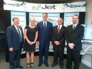 Under Secretary Francisco Sanchez (center) meets with Jet Inc.'s President Ron Swinko (far left) and other staff at their manufacturing facility in Cleveland, OH as part of the "Made in America Manufacturing Tour." in October 2012.