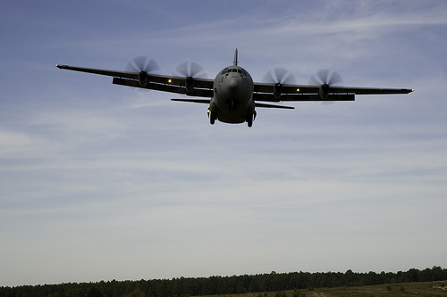 <p> A U.S. Air Force C-130J Hercules aircraft lands at the Geronimo landing zone during Joint Operational Access Exercise (JOAX) 13-1 at Fort Polk, La., Oct. 15, 2012. A JOAX is designed to enhance service cohesiveness between U.S. Army and Air Force personnel, allowing both services an opportunity to properly execute large-scale heavy equipment and troop movement. (DoD photo by Staff Sgt. Matthew Smith, U.S. Air Force/Released)</p>