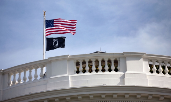 A POW-MIA flag flies over the White House
