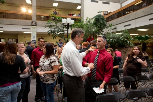 Secretary Duncan Greets a Member of the Audience