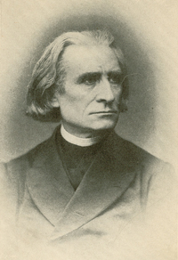 [Franz Liszt, ca. 1850; reproduced in James Huneker's Franz Liszt (New York: Charles Scribner's Sons, 1911; page 36).]