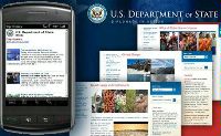 Date: 06/09/2010 Description: Image of m.state.gov on mobile device and state.gov webpages. - State Dept Image