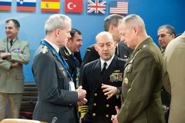 Left to right:  General Knud Bartels (Chairman of the NATO Military Committee) with Admiral James Stavridis (Supreme Allied Commander Europe) and General John R. Allen (Commander ISAF)