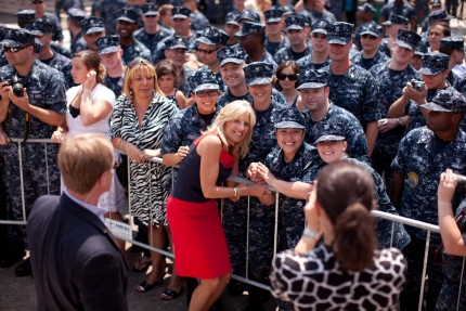 Dr. Jill Biden poses for a photo at the Naval Support Activity Naples