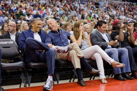 President Obama attends the U.S. Men's Olympic basketball team's game against Brazil (July 17, 2012)