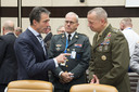 Left to right: NATO Secretary General Anders Fogh Rasmusen with General Knud Bartels (Chairman of the NATO Military Committee) and General Allan (Commander ISAF)