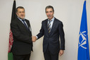 Left to right: Bismellah Mohammadi (Minister of Defence, Afghanistan) shaking hands with NATO Secretary General Anders Fogh Rasmussen