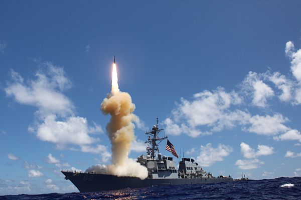 The guided-missile destroyer USS Fitzgerald (DDG 62) launches a Standard Missile-3 (SM-3) as apart of a joint ballistic missile defense exercise. America's Sailors are Warfighters, a fast and flexible force deployed worldwide. Join the conversation on social media using #warfighting.  U.S. Navy photo (Released)  121025-N-ZZ999-201