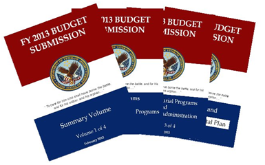 Covers of the Fiscal Year 2013 Budget Submission Volumes