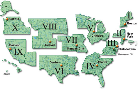 FEMA Regions Map.