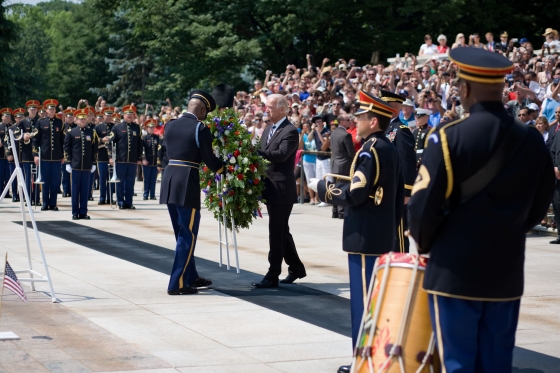 Vice President Biden Lays a Wreath at the Tomb of the Unknowns in Arlington