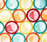 A photo of colorful condoms