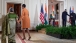 First Lady Michelle Obama and Mrs. Gursharan Kaur of India depart the East Room