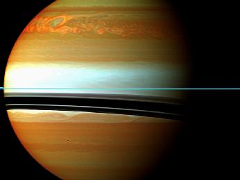 These red, orange and green clouds (false color) in Saturn's northern hemisphere indicate the tail end of the massive 2010-2011 storm. Even after visible signs of the storm started to fade, infrared measurements continued to reveal powerful effects at work in Saturn's stratosphere.