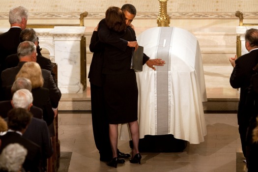 The President at Senator Kennedy's funeral