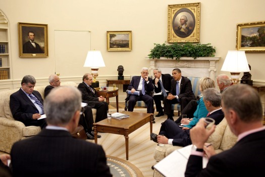 President Obama in expanded meeting with President Abbas
