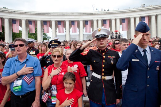 Those in attendance salute