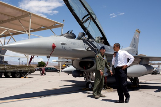 The President at at Nellis Air Force Base