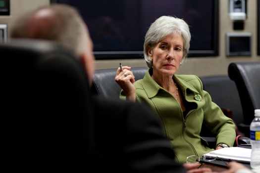 Health and Human Services Secretary Kathleen Sebelius gets to work