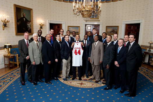 President Obama meets with the Chicago Bulls