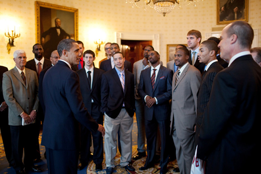 President Obama meets with the Chicago Bulls