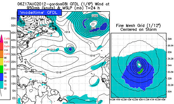 Figure 5. GFDL Model output for 06Z, August 17, 2012.
