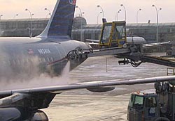 Deicing operations at O'Hare Airport
