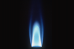Blue flame generated by natural gas.