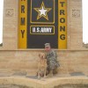 Retired Sgt. 1st Class Gabe and his handler-cum-owner now-Sgt. 1st Class Charles Shuck pose between explosives detection missions in Iraq. Gabe was recently named the American Humane Association's 2012 Hero Dog of the Year. (Photo courtesy of Sgt. 1st Class Charles Shuck)