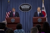 Secretary Panetta and South Korea's Minister of National Defense Kim Kwan-jin conduct a joint press conference in the Pentagon
