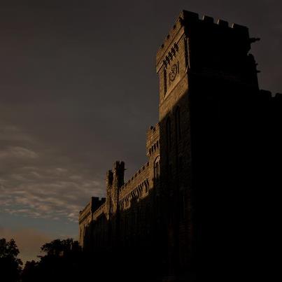 Photo: The clock tower on Pershing barracks is illuminated by the morning sunlight, Oct. 12, West Point, N.Y. This weekend the U.S. Military Academy welcomes back the Classes of '92, '97, '02 and '07 for homecoming. (Photo by Tommy Gilligan/USMA PAO)