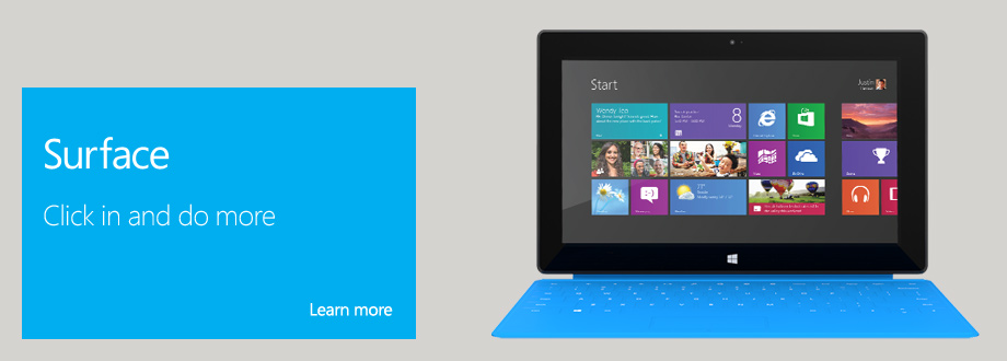 Click in and do more with Surface. Learn more.