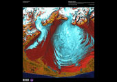 satellite image showing a tongue of the Malaspina Glacier in Alaska