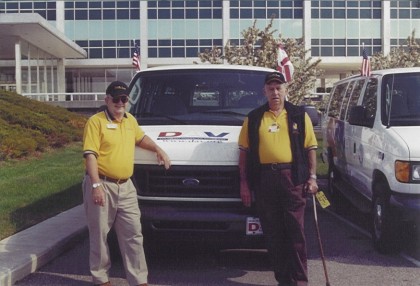 Birmingham VA DAV Volunteers Paul Brouillette and Hubert Austin receiving the new van from the DAV Drive-Away.