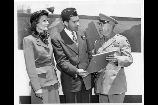 Richard Nixon awarding Colonel Otho W. Humphries